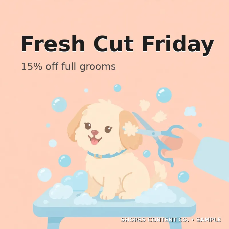 Fresh dog grooming promo post